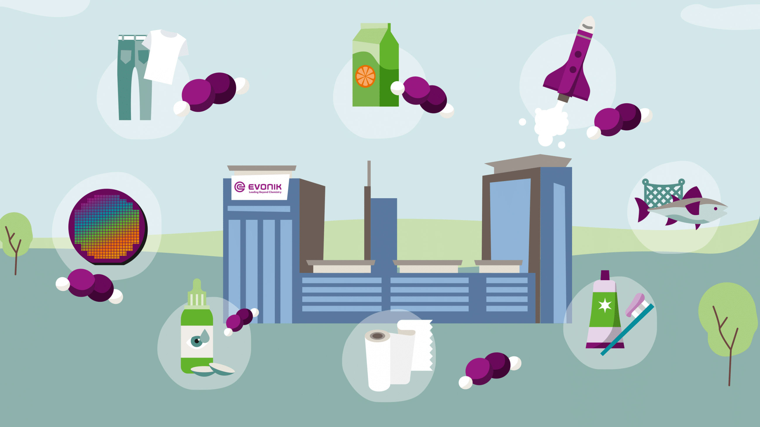Evonik Active Oxygens produces hydrogen peroxide for a range of applications and industries, from the textile industry to the manufacture of computer chips and the paper industry.